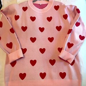 Pink and red heart sweater